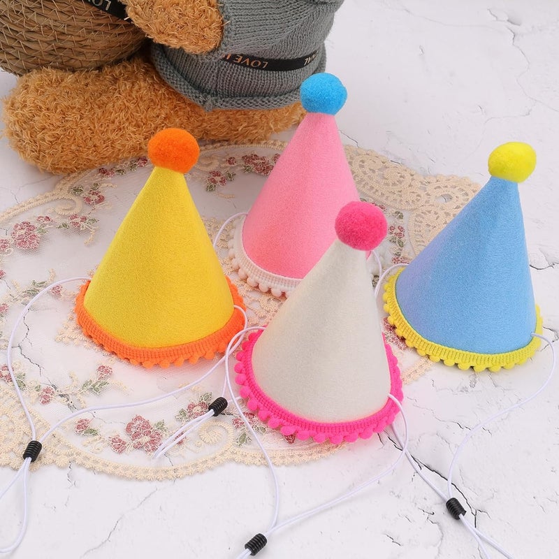 Cellcacn 20 Pcs Dog Birthday Hat Set for Small Medium Dogs Cat Puppies, Mini Party Hat with Adjustable Headbands, Cute Pet Hat with Pompons for Birthday Christmas Party Decoration Accessories (Mini 2.5 Inch) - Image 4